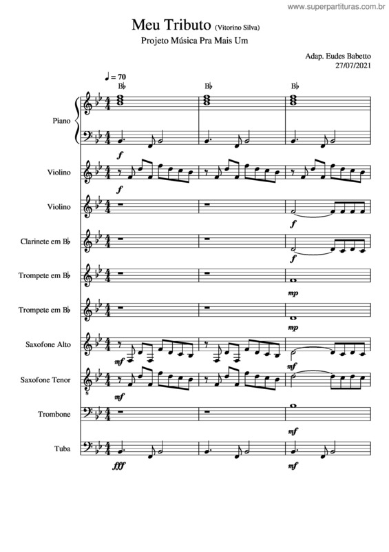 Partitura da música Meu Tributo Projeto Musica Para Mais Um Eudes Babetto