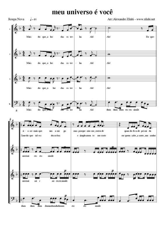 Partitura da música Meu Universo É Você