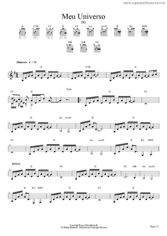 Partitura da música Meu Universo v.2