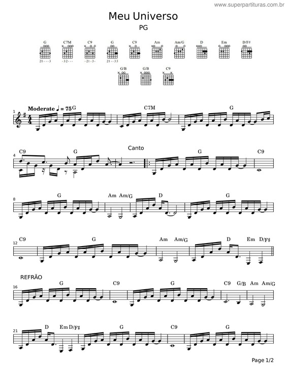 Partitura da música Meu Universo v.4