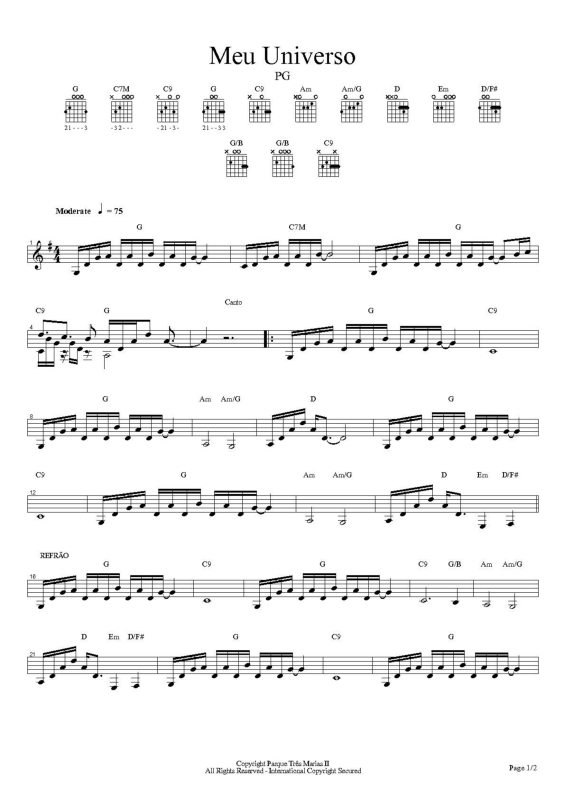 Partitura da música Meu Universo