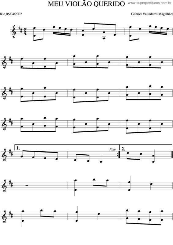 Partitura da música Meu Violão Querido