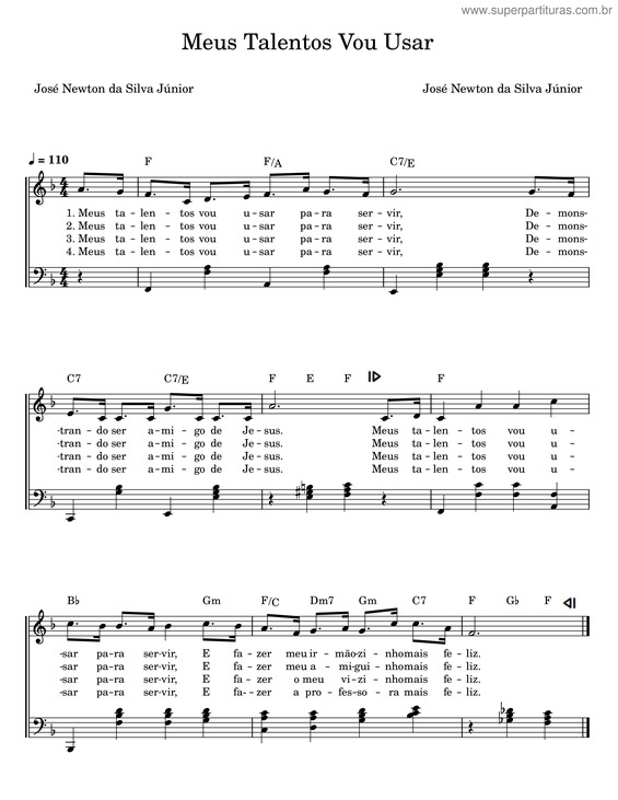 Partitura da música Meus Talentos Vou Usar