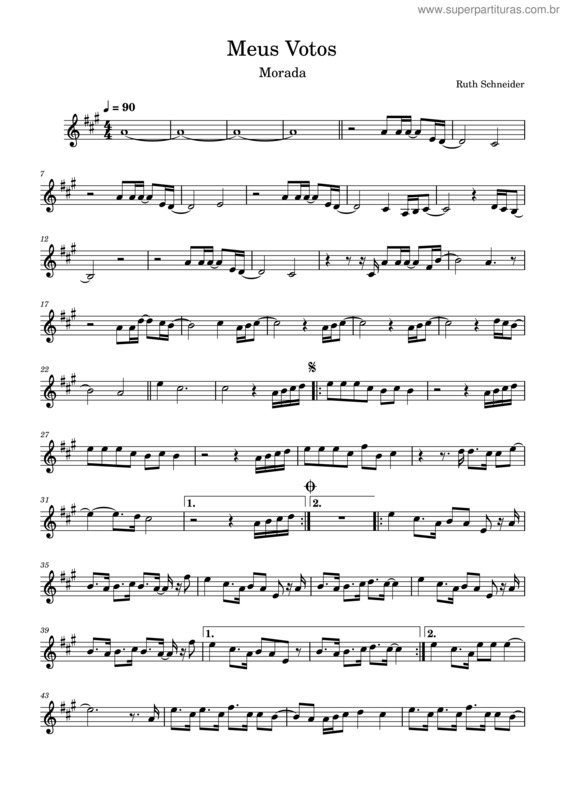 Partitura da música Meus Votos – Morada