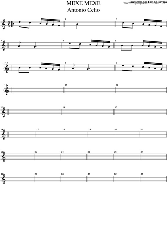 Partitura da música Mexe Mexe