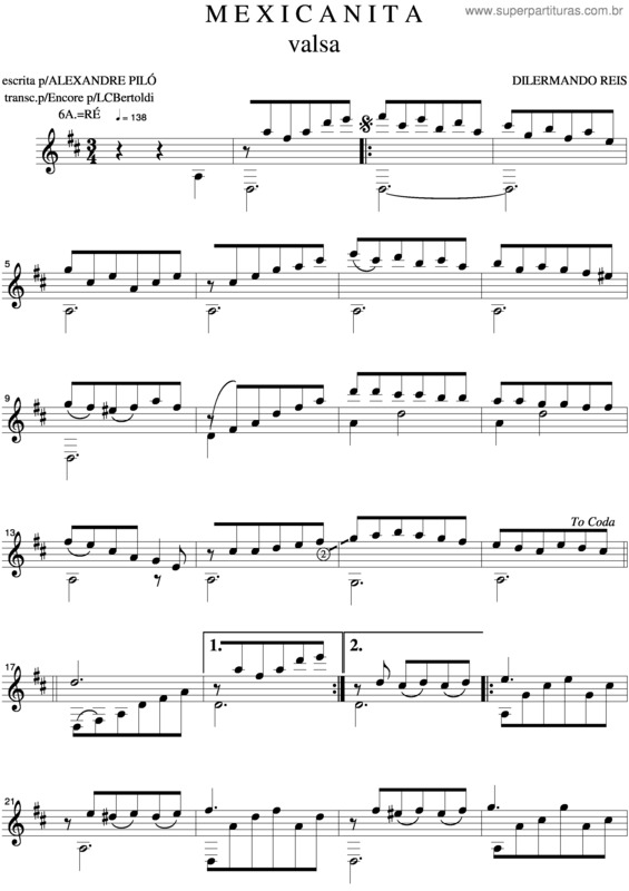 Partitura da música Mexicanita