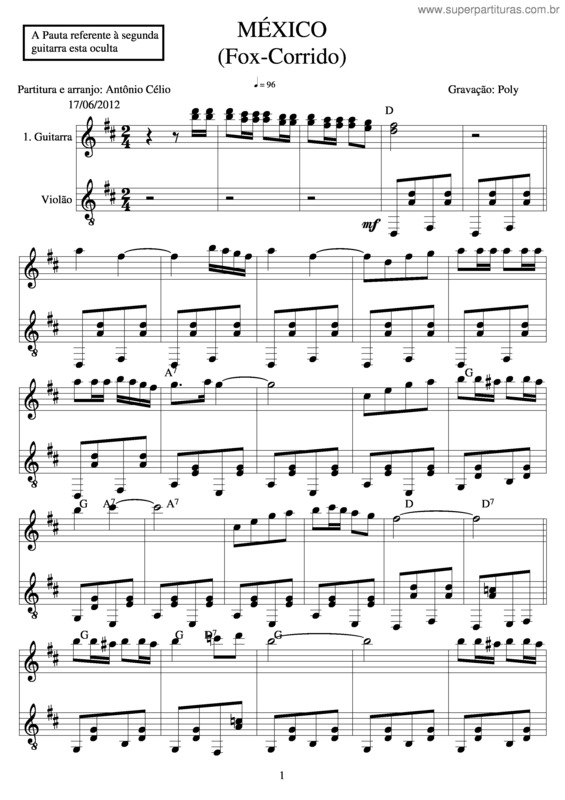 Partitura da música México v.2