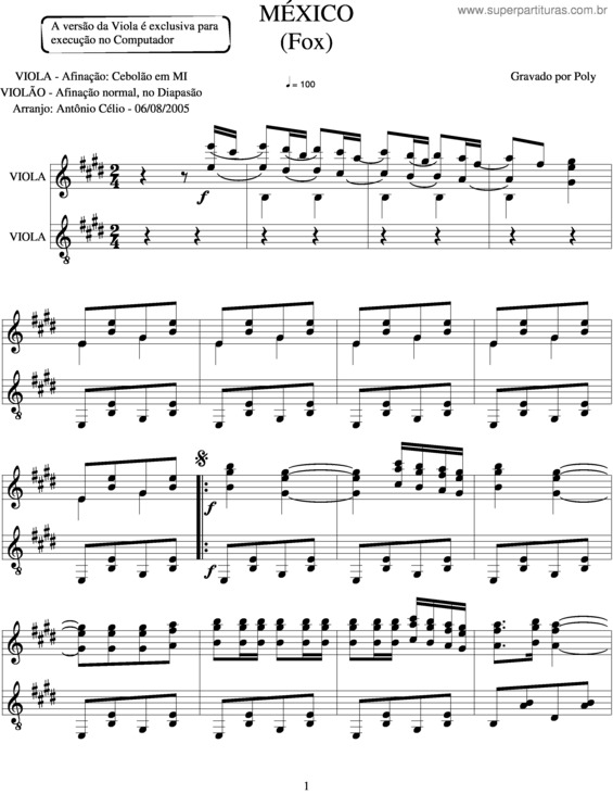 Partitura da música México