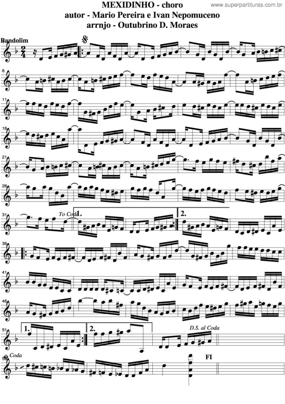 Partitura da música Mexidinho v.2