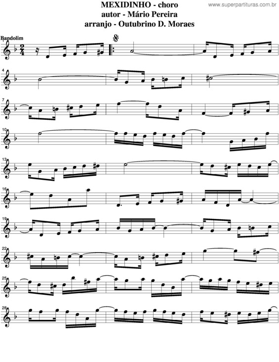 Partitura da música Mexidinho