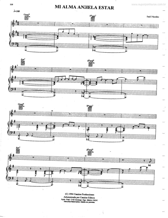 Partitura da música Mi Alma Anhela Estar