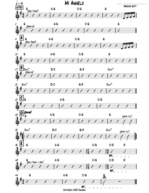 Partitura da música Mi Anhelo