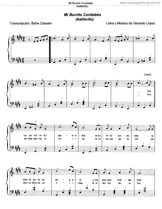 Partitura da música Mi Burrito Cordobés