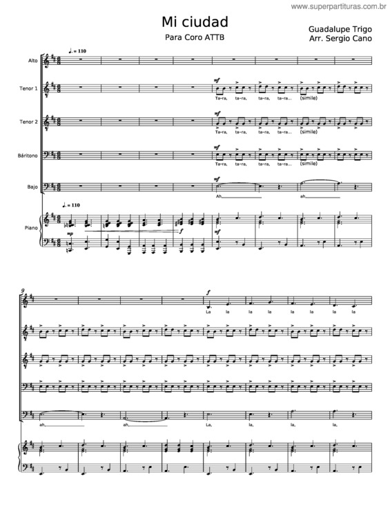 Partitura da música Mi Ciudad – Guadalupe Trigo