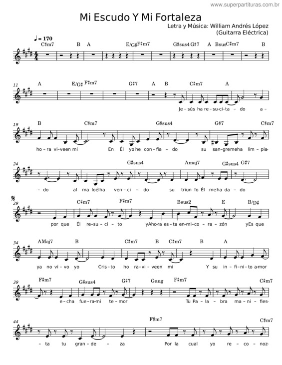 Partitura da música Mi Escudo Y Mi Fortaleza