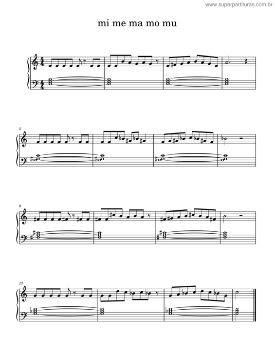 Partitura da música Mi Me Ma Mo Mu
