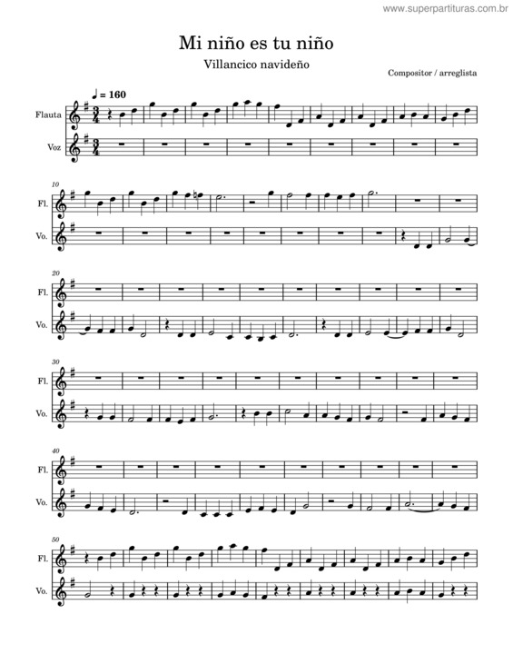 Partitura da música Mi Niño Es Tu Niño