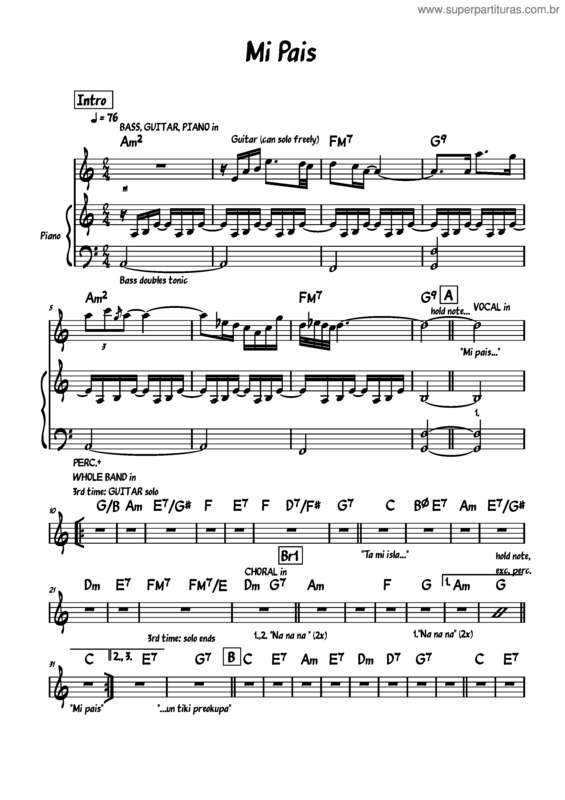 Partitura da música Mi Pais – Izaline Calister Mi Pais