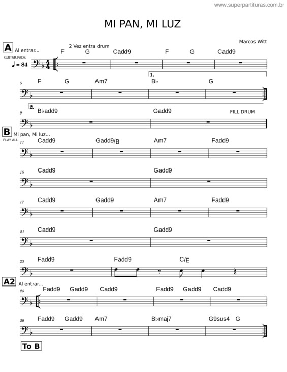Partitura da música Mi Pan, Mi Luz