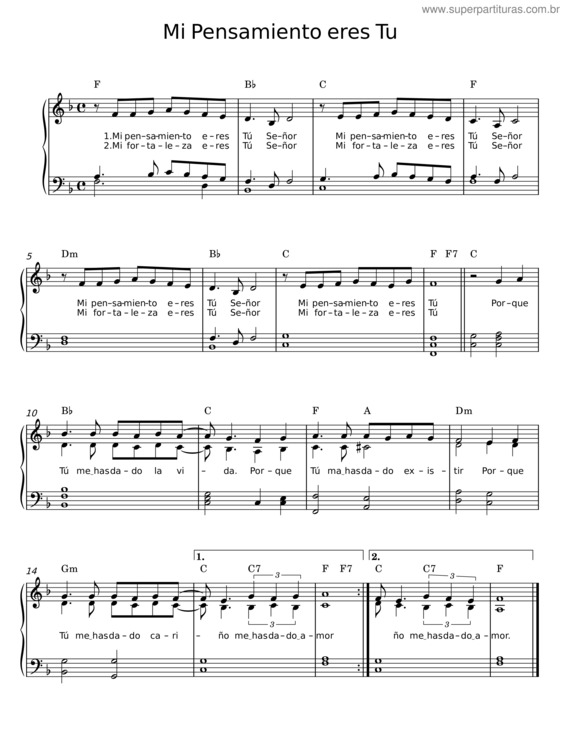 Partitura da música Mi Pensamiento Eres Tu v.2