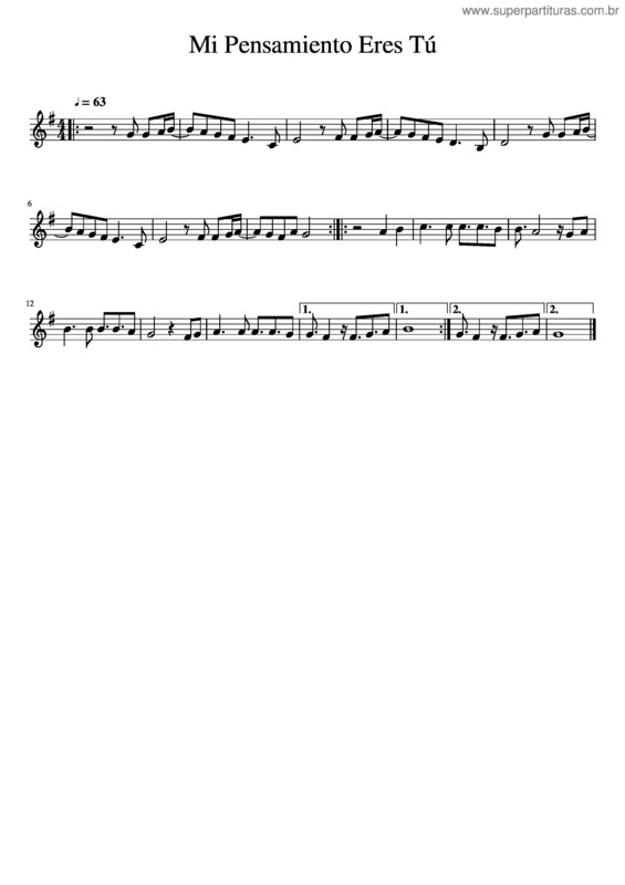Partitura da música Mi Pensamiento Eres Tu