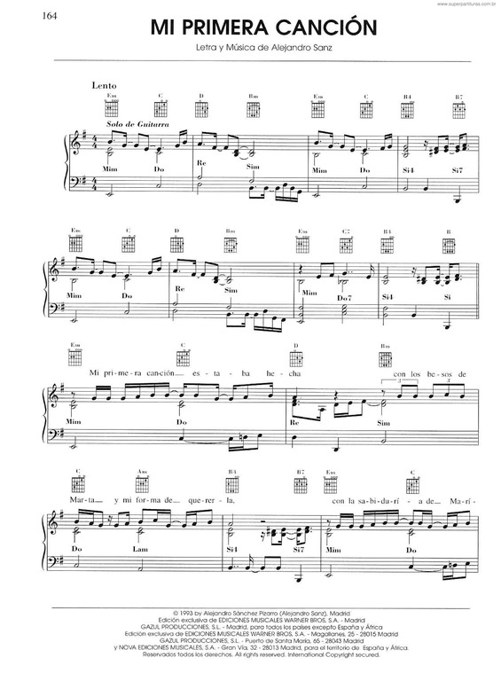 Partitura da música Mi Primera Canción v.2