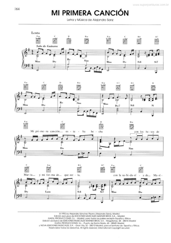 Partitura da música Mi Primera Canción