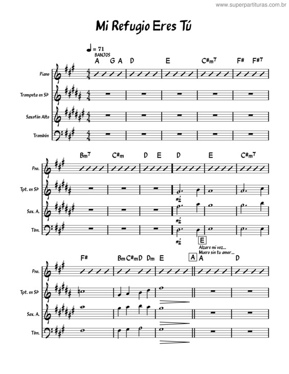 Partitura da música Mi Refugio Eres Tu