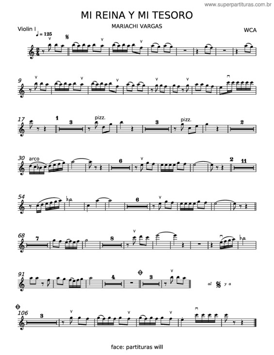 Partitura da música Mi Reina Y Mi Tesoro