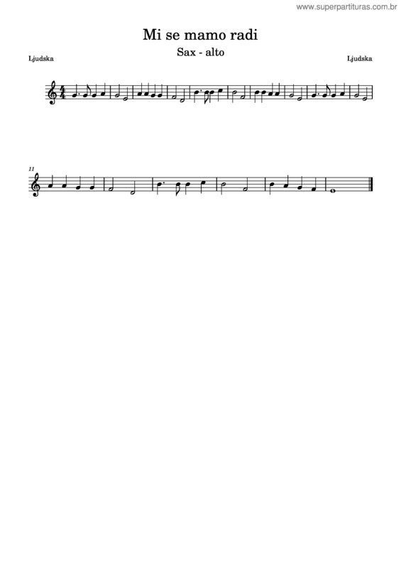 Partitura da música Mi Se Mamo Radi – Slovenska Ljudska Mi Se Mamo Radi