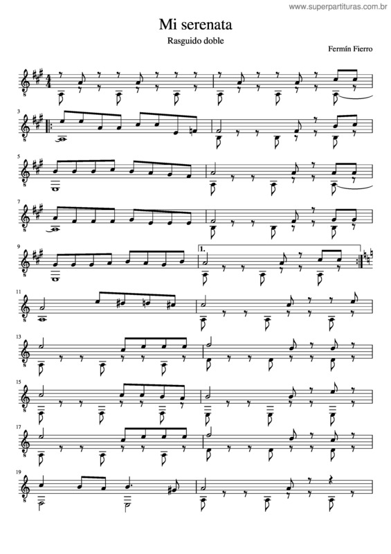 Partitura da música Mi Serenata