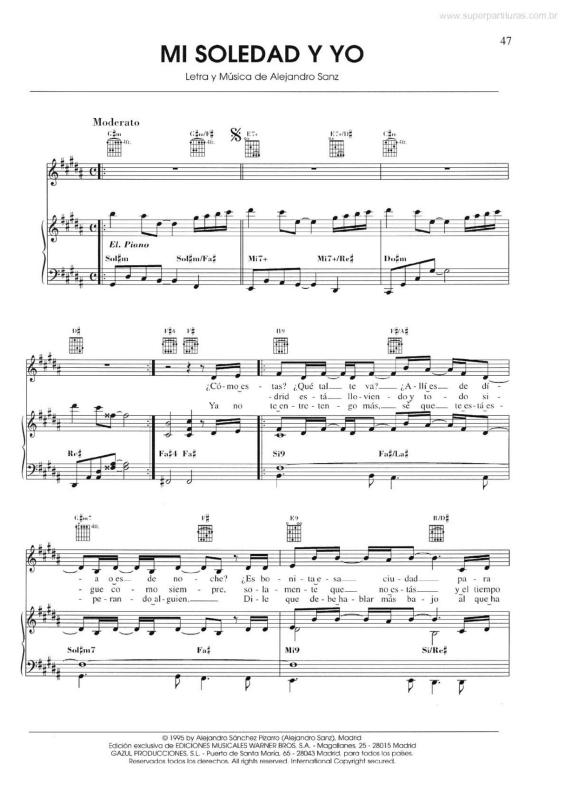 Partitura da música Mi Soledad Y Yo