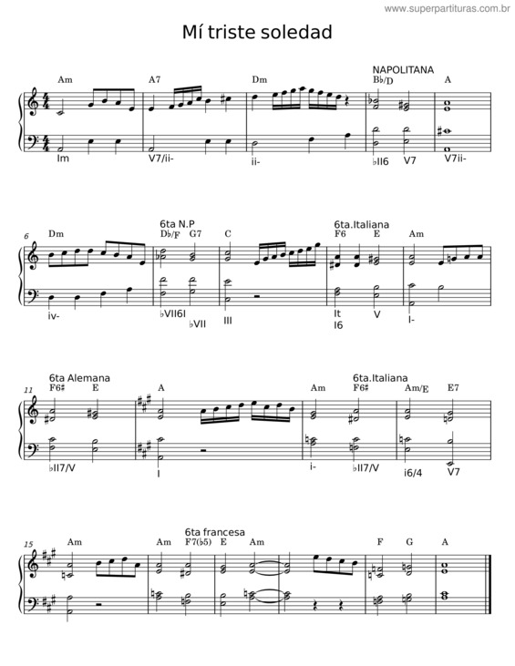 Partitura da música Mí Triste Soledad