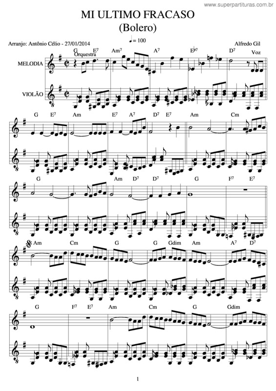 Partitura da música Mi Ultimo Fracaso