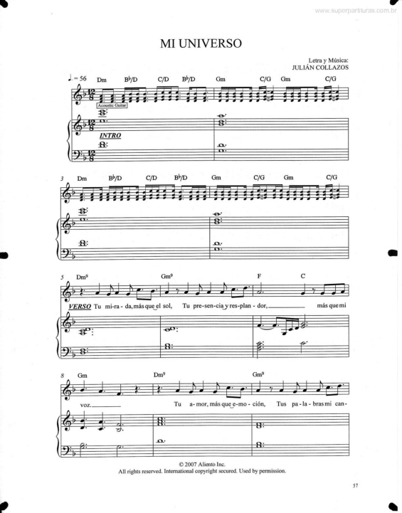 Partitura da música Mi Universo v.2