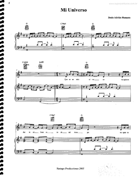 Partitura da música Mi Universo