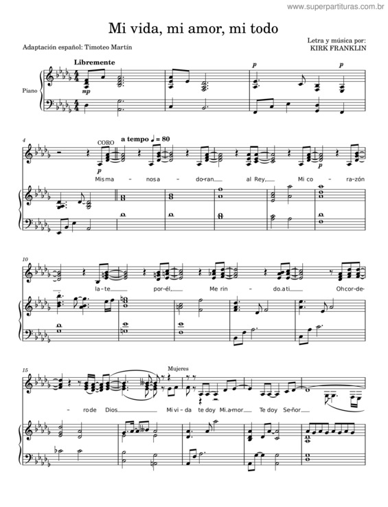 Partitura da música Mi Vida, Mi Amor, Mi Todo