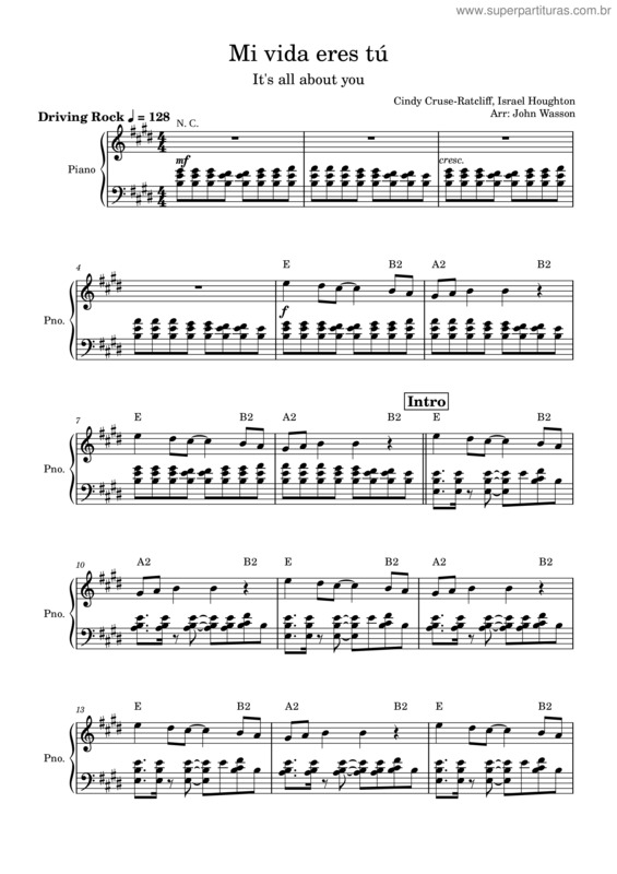 Partitura da música Mi Vida Eres Tu – Israel Houghton