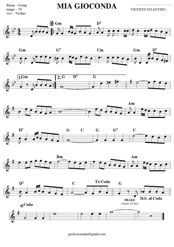 Partitura da música Mia Gioconda v.2