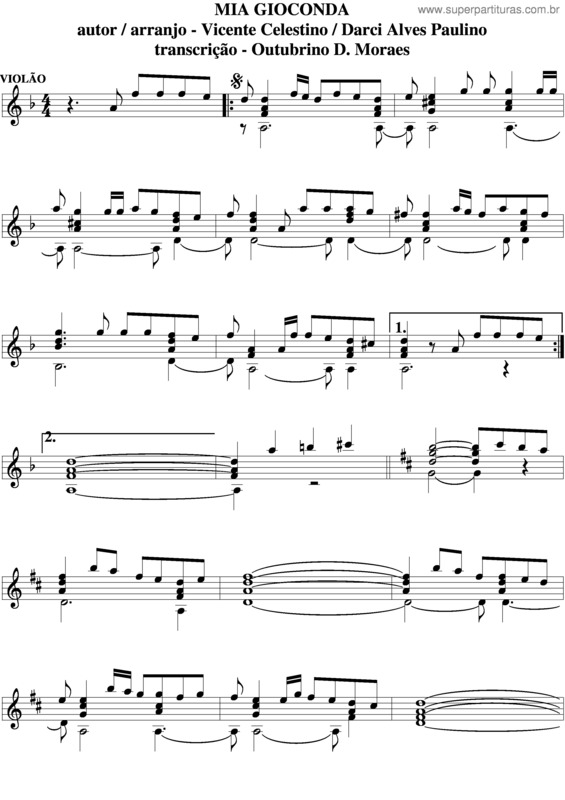 Partitura da música Mia Gioconda v.3