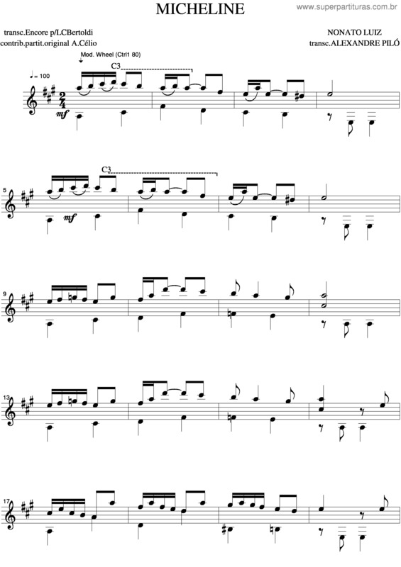 Partitura da música Micheline 