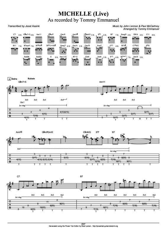 Partitura da música Michelle (The Beatles)