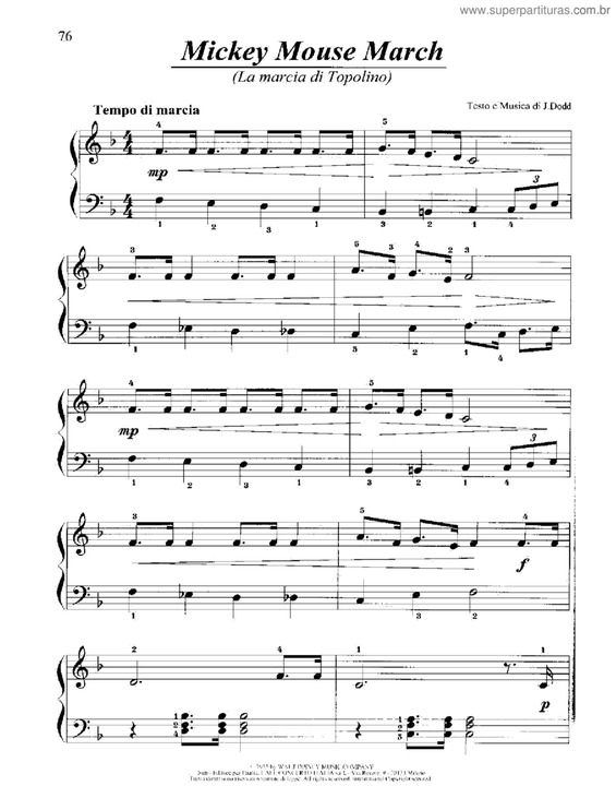 Partitura da música Mickey MOuse March v.2