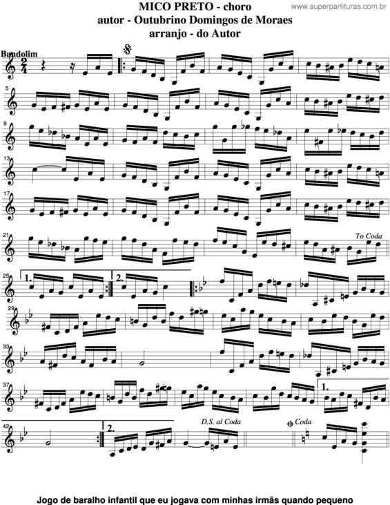 Partitura da música Mico Preto v.4