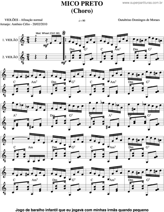 Partitura da música Micro Preto