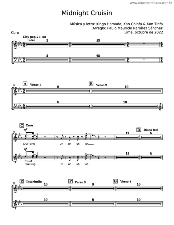 Partitura da música Midnight Cruisin – Kingo Hamada