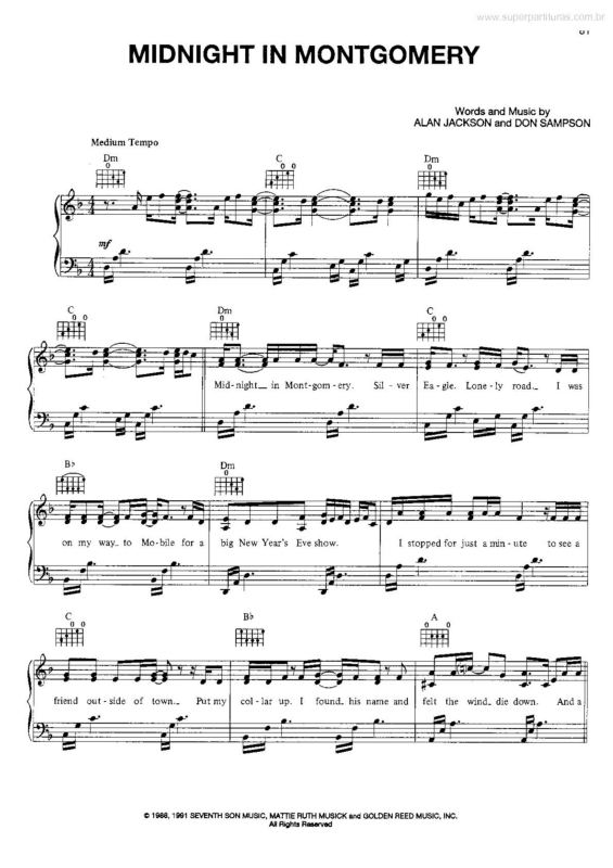 Partitura da música Midnight in Montgomery