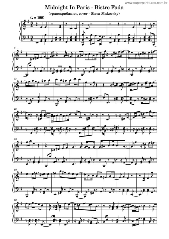 Partitura da música Midnight In Paris – Bistro Fada