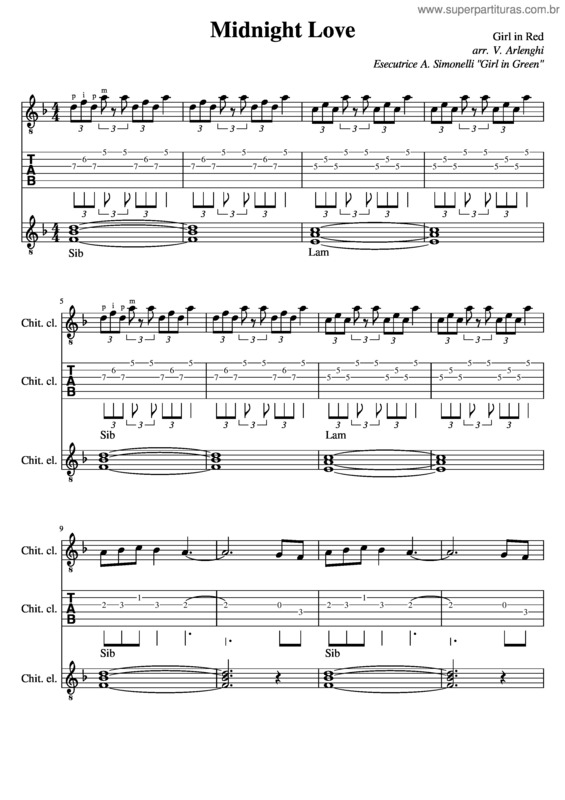 Partitura da música Midnight Love – Girl In Red v.2