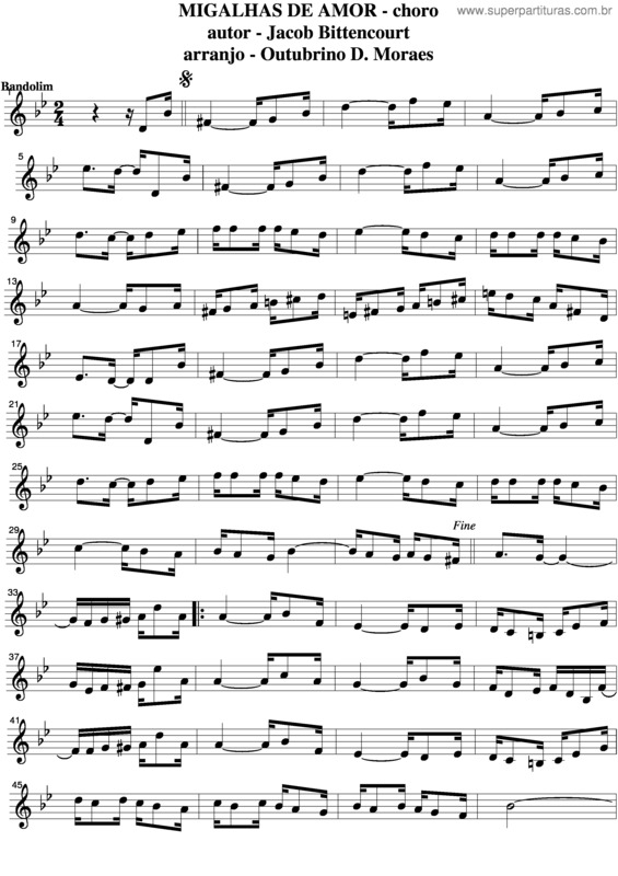 Partitura da música Migalhas De Amor